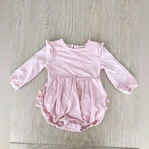 Rufflebutts Baby Pink Long Sleeve Bubble Romper